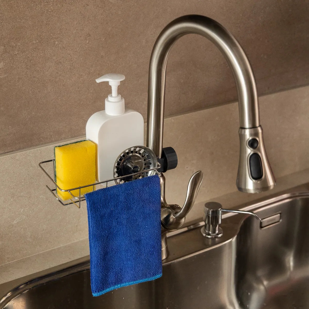 Soporte porta esponja para canilla