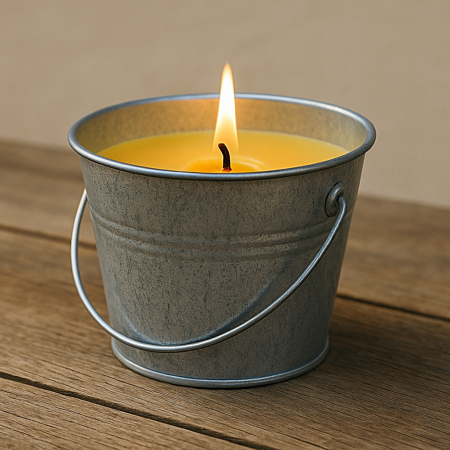 Vela aromática en recipiente de metal